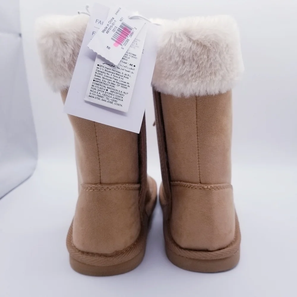 Old Navy #497370 Cozy-Lined Faux-Suede Lace-Up Tan Boots for Toddler size 10